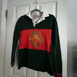 Vintage Rugby Ralph Lauren White and Red Collar Shirt